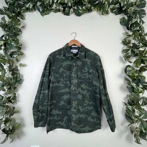Urban Outfitters Front Button Oversized Fit Canvas Jacket Camo Green Size XS - Picture 1 of 8